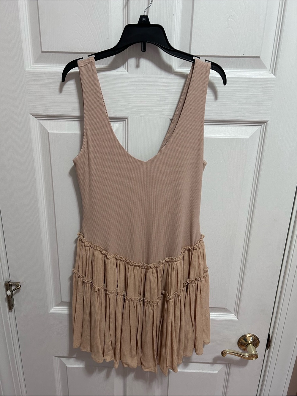 Coco lily’s Tan v-neck multi-media dress
